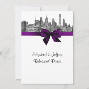 Invitation Philadelphia Skyline Etch BW Purp V Répétition