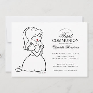 Invitation Philosophies Première communion - Fille