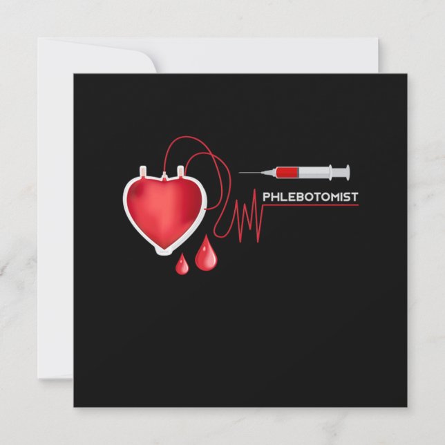 Invitation Phlébotomiste Coeur Syringe Carburant Phlébotomie  (Devant)
