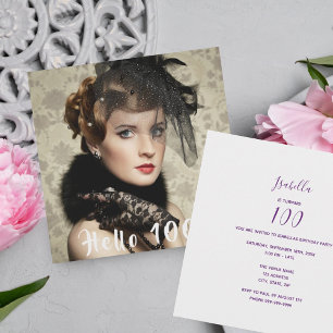 Invitation Photo 100e anniversaire bonjour 100