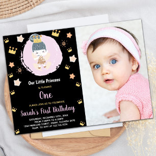 Invitation Photo 1Black Our Little Princess Anniversaire
