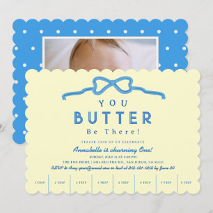 Invitation Photo 1er Anniversaire Beurre Là Ruban Bleu