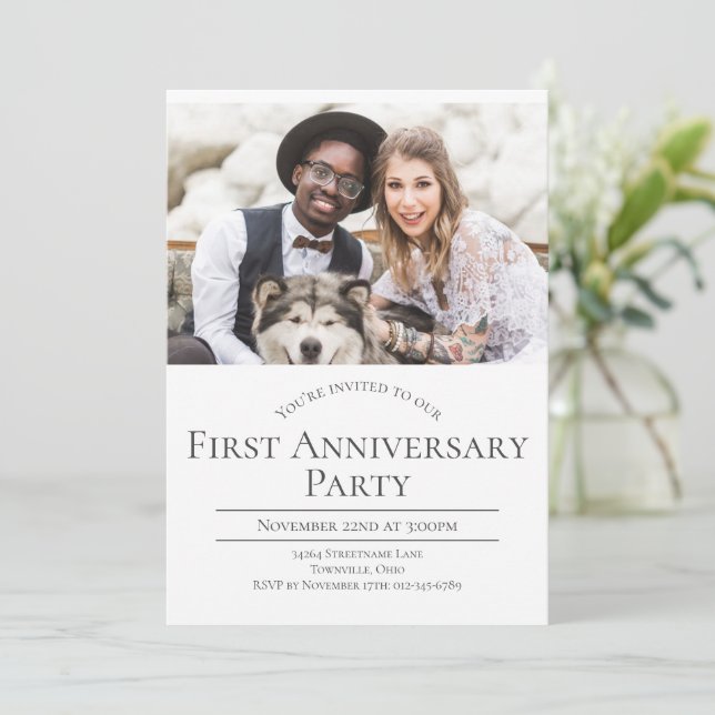 Invitation Photo 1er anniversaire du Mariage (Debout devant)