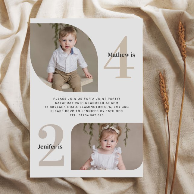 Invitation Photo 2e et 4e anniversaire conjoint (Créateur téléchargé)