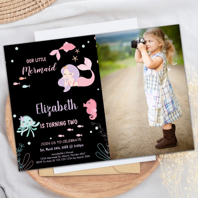 Invitation Photo 2Our Little Pink mermaid Birday (Photo 2nd Our Little Pink mermaid Birthday Invitation)