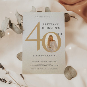 Invitation Photo 40e Anniversaire Élégant 40e Anniversaire