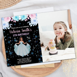 Invitation Photo 5Purple Floral Princess Anniversaire