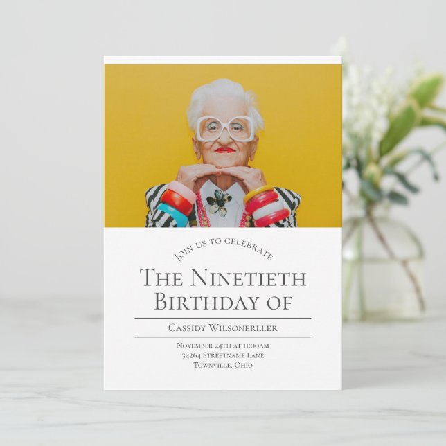 Invitation Photo 90 anniversaire (Debout devant)