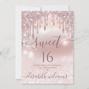 Invitation Photo adorable rose or gouttes d'or ombre