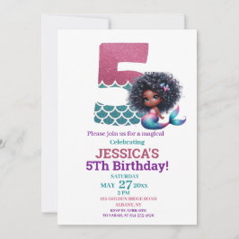 Invitation Photo Africaine Américaine De Sirène 5E Anniversai