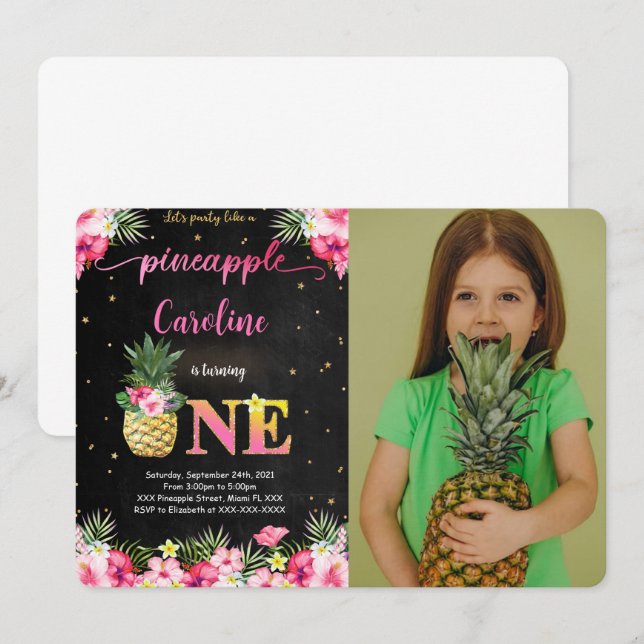 Invitation photo ananas (Devant / Derrière)