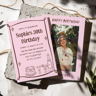 Invitation Photo Anniversaire 30 Ans Dessinée à la