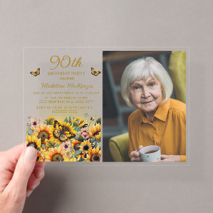 Invitation Photo Anniversaire 90 ans Tournesols Pa