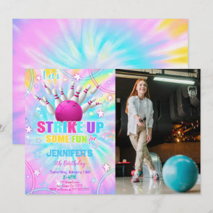 Invitation photo anniversaire Bowling modifiable