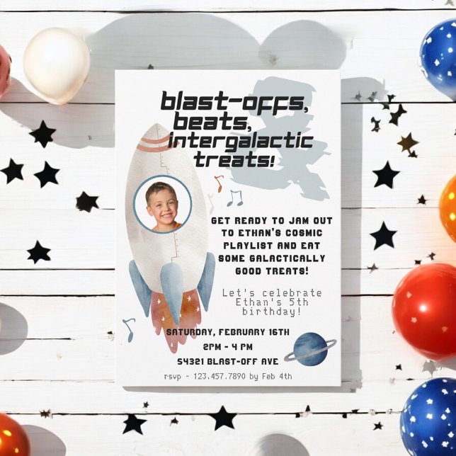 Invitation Photo Anniversaire d'un astronaute du vaisseau spa (Créateur téléchargé)