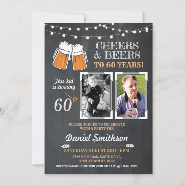 Invitation Photo Anniversaire Fête Hommes Cheers Bières Photo (Devant)