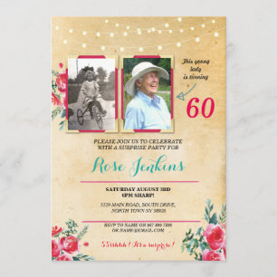 Invitation Photo Anniversaire N'importe quel âge Floral 2 Pho