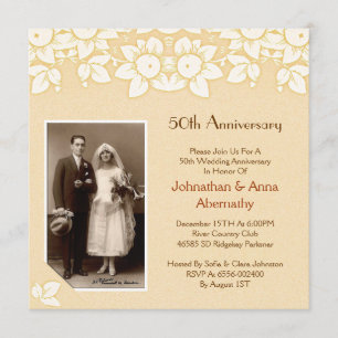 invitation photo anniversaire or