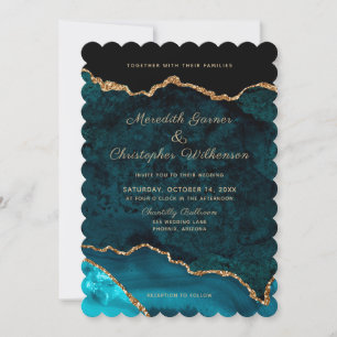 Invitation Photo Aqua Turquoise Geode Agate Mariage