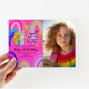 Invitation photo arc-en-ciel pour 5ème anniversair