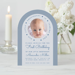 Invitation Photo Arche Bleue Notre Petit Cœur Sucré Anniversa