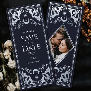Invitation Photo Argent Art Nouveau Tarot Enregistrer la date