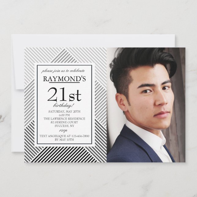 Invitation photo Arrière - plan géométrique (Devant)