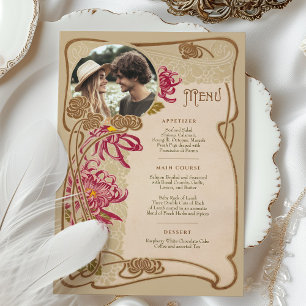 Invitation Photo Art Nouveau Menu Dîner Mariage