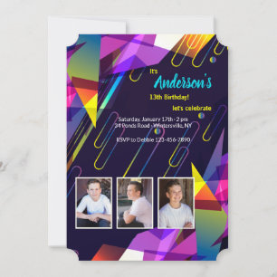 Invitation photo avec kaléidoscope de couleurs