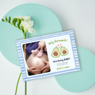 Invitation Photo Avocado Baby shower de jumeaux neutres selon