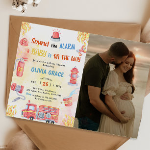 Invitation Photo Baby shower de la partie du moteur d'incendi