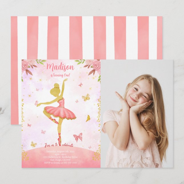 invitation photo ballerine (Devant / Derrière)