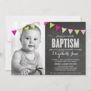 Invitation PHOTO BAPTISM brillant audacieux panneau de démarr