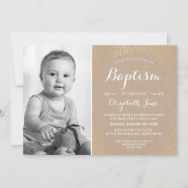 Invitation PHOTO BAPTISM mignon mini confetti en or blanc kra