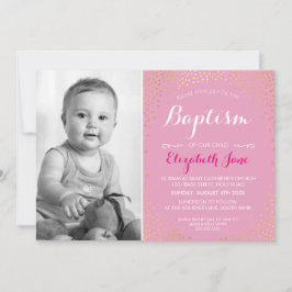 Invitation PHOTO BAPTISM mignon mini confetti en or motif ros