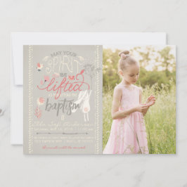 INVITATION PHOTO BAPTISME LDS | Typographie floral