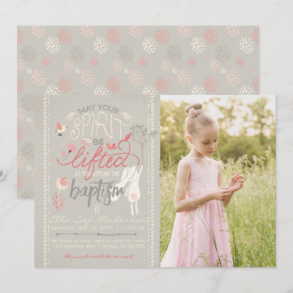 INVITATION PHOTO BAPTISME LDS | Typographie floral