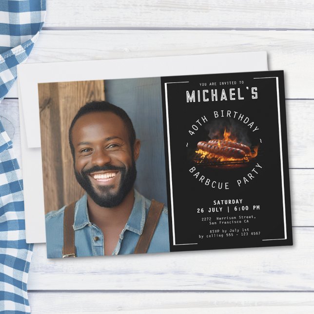 Invitation Photo Barbecue fête du 40e anniversaire (Mockup View)