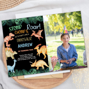 Invitation Photo Barwon Black Parties scintillant Dinosaur An