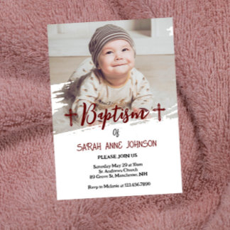 Invitation Photo bébé minimal moderne Baptême