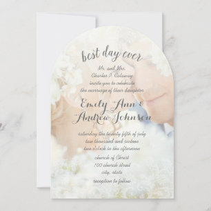 Invitation Photo Best Day Ever Damask Mariage de police de ch