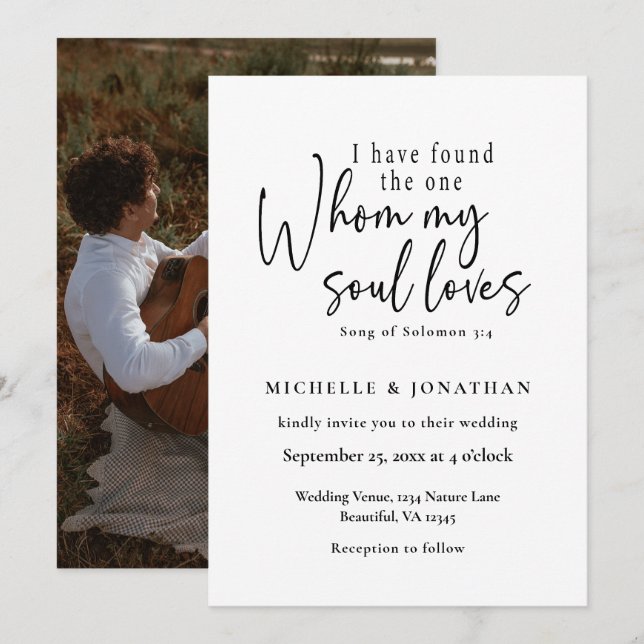 Invitation Photo Bible Verse Christian Modern Mariage (Devant / Derrière)
