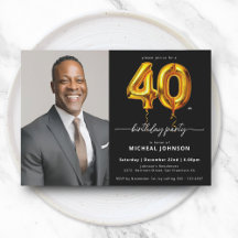 Photo Black Gold Balloon 40e anniversaire