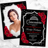 Photo Black Silver Red Quinceanera