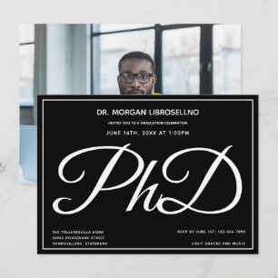 Invitation Photo Black White Fête de doctorat