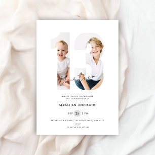 Invitation Photo Blanc Personnalisé Garçons Nombre Anniversai