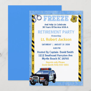 Invitation Photo Blue Police Agent Parti de retraite