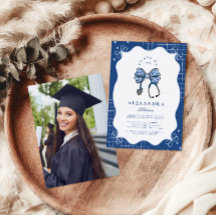 Photo Blue Toile Bow Nurse School Grad