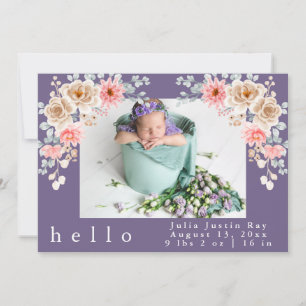 Invitation Photo Blush Accueillant nouveau-né bébé fille état