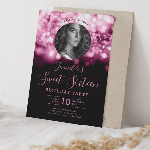 Invitation PHOTO Blush Pink Hollywood Lights Sweet 16 Party
